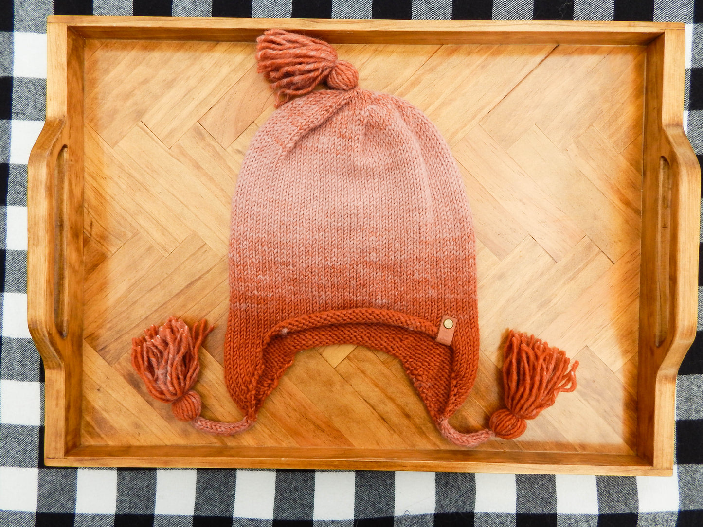 Rusty Blush Earflap Hat with Tassels