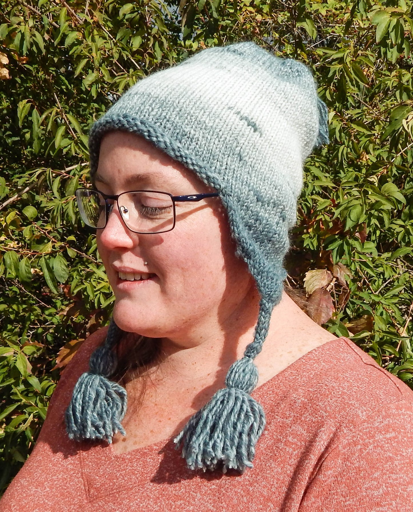 Rusty Blush Earflap Hat with Tassels